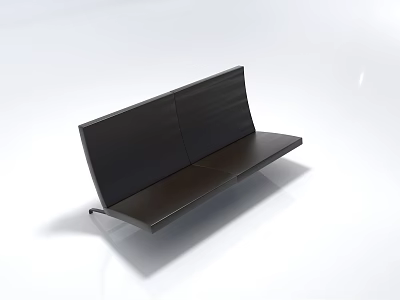 Modern Black Three-Seater Sofa With Simple Backrest And Streamlined Design 3d model