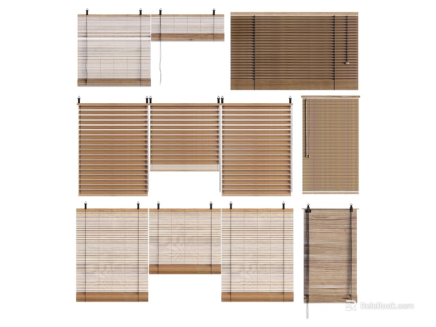 Venetian Blinds Various Wooden And Bamboo Designs For Interior Window Decoration 3d model 