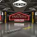 Fitness Training Area With Exercise Point Neon Sign And Spacious Gym Floor