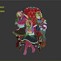 Three Anime Game Characters In Red And Black Outfits Sitting On Ornate Red Chair