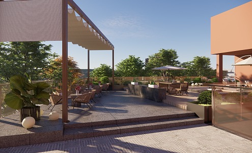 Roof Garden Modern Garden 3d model