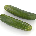 Fresh Green Organic Cucumbers with Striped Skin on White Background