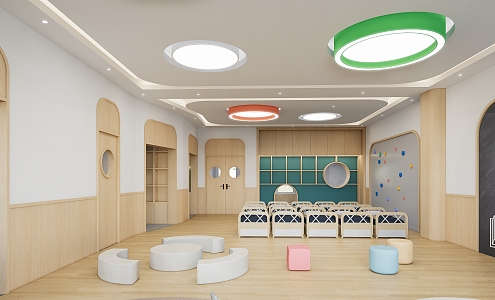 Modern Kindergarten Classroom and Toilet 3d model