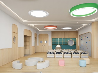 Modern Kindergarten Classroom and Toilet 3d model