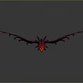 Vibrant Red Purple Winged Dragon Sculpture Detailed 3D Fantasy Art Model