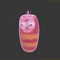 Cute Cartoon Household Decoration With Red Orange Stripes Big Eyes Smiling Mouth And Small Antennae