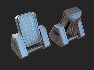Indoor Plant Grow Lights With Metal Structure Blue Gray LED Panels And Stable Base 3d model
