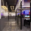 Stylish Modern Internet Cafe Interior Featuring Neon Lighting Gaming Workstations And High Speed Internet 3d model