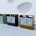 Public Facility Colorful Recycling Trash Bins In Three Colors With Classification Signs