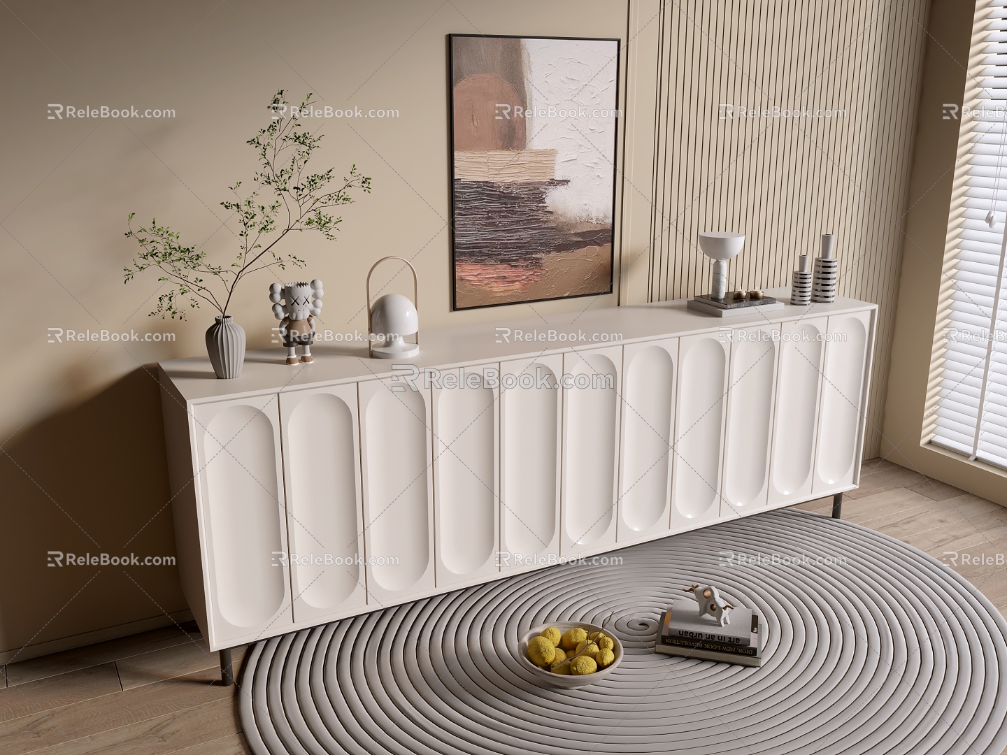 Modern Cream Style Cabinet Whole Cabinet Sideboard Cabinet Balcony Cabinet Storage Cabinet Entrance Cabinet 3d model