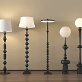 Stylish Floor Lamps With Different Designs White Shades And Spherical Bases For Modern Interior