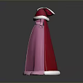 Man Wearing Pink Long Dress With Red Cape And White Collar Design