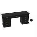 Elegant Traditional Wooden Dining Table With Multiple Drawers And Metal Handles