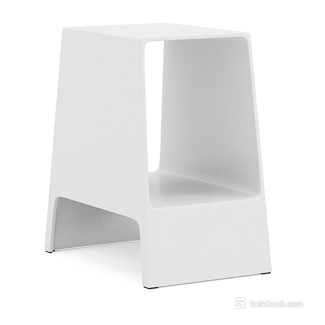 Modern Dining Table With White Stools In Minimalist Interior Design 3d model 