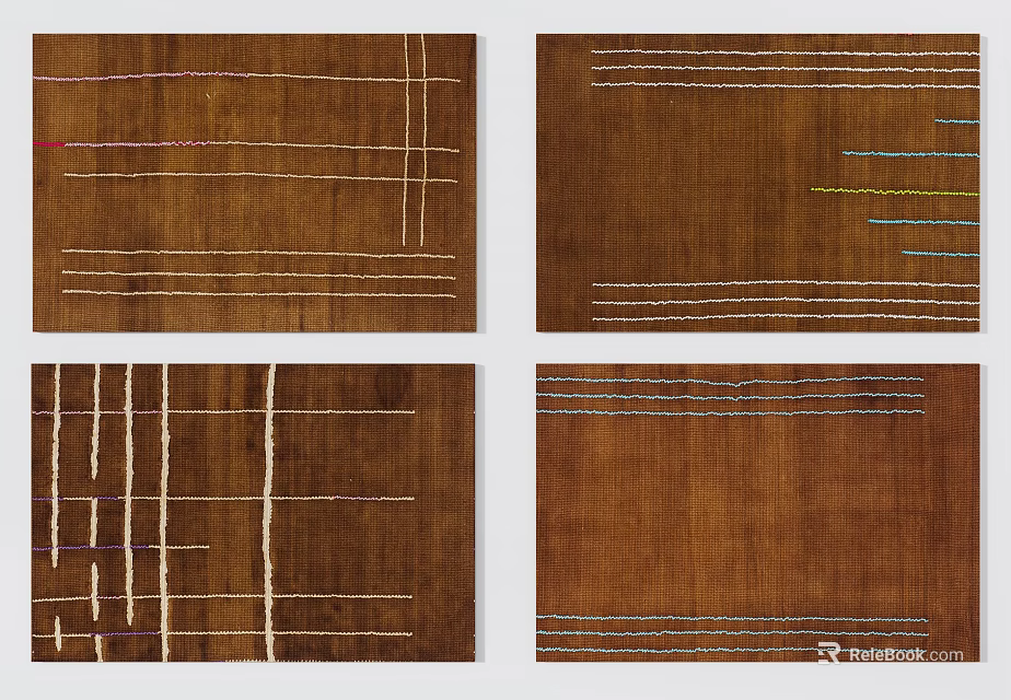 Modern Brown Square Rugs With Colorful Woven Lines And Geometric Patterns 3d model 