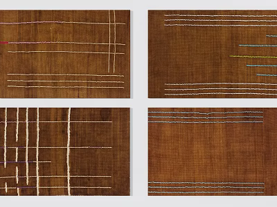 Modern Brown Square Rugs With Colorful Woven Lines And Geometric Patterns 3d model