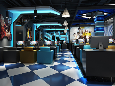 Modern Internet Cafe Internet Cafe 3d model