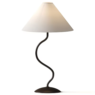 Modern Floor Lamp With White Lampshade And Black Spiral Curved Pole Design 3d model