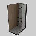 Modern Wall Mounted Shower Head With Concrete Wall And Wooden Panel In Bathroom