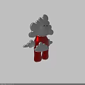 Cute Cartoon Character With Cloud Shaped Head And Red Body White Cloud Details