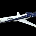 ERJ 135 Airplane With White And Dark Blue Fuselage Windows Wings And Tail