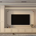 Elegant Modern TV Wall Design With Decorative Moldings Storage Cabinets And Decorative Items