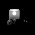 Modern Wall Light With White Fabric Shade And Metal Base Crystal Accent