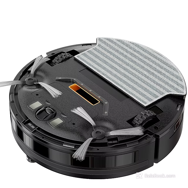 Robotic Vacuum Cleaner Bottom Design With Brushes Suction Inlet And Mop Pad 3d model 