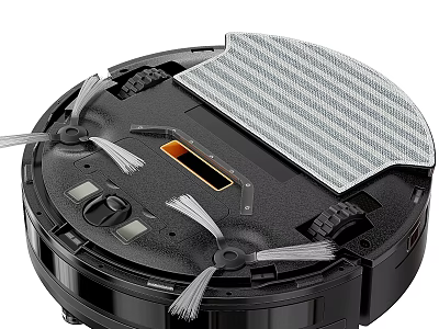Robotic Vacuum Cleaner Bottom Design With Brushes Suction Inlet And Mop Pad 3d model