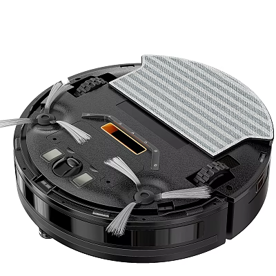 Robotic Vacuum Cleaner Bottom Design With Brushes Suction Inlet And Mop Pad 3d model