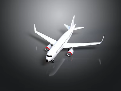 White Aerospace Airplane Model With Red Engines And Black Background Reflection 3d model
