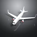 White Aerospace Airplane Model With Red Engines And Black Background Reflection