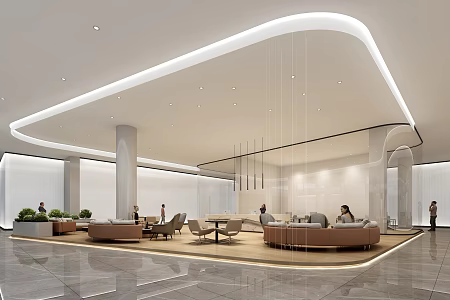 Modern Hall Lounge Area 3d model