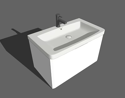 Modern White Washbasin With Single Faucet And Sleek Contemporary Design 3d model