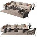 Elegant Modern Sofa Coffee Table Set With Throw Pillows Accent Chair And Area Rug 3d model