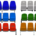 Public Chairs in Various Colors Including Blue Red Green Orange and Gray