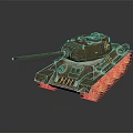 Detailed Military Green Tank Vehicle With Long Cannon Barrel And Metal Tracks