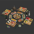 Assorted Sushi Platter Display With Sashimi Rolls Soy Sauce Wasabi And Chopsticks