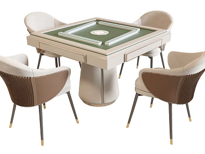 Luxury Entertainment Table With Mahjong Table And Four Chairs 3d model