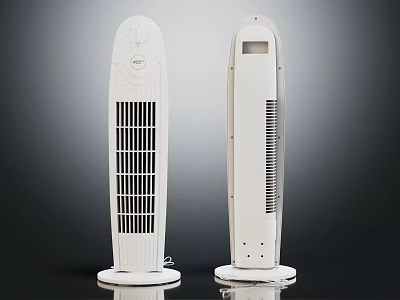 Modern White Tower Air Cooler Fans Featuring Control Panel And Digital Display Design 3d model