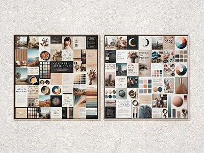 Creative Design Collages And Mood Boards With Natural Elements Color Swatches Textures And Geometric Patterns 3d model