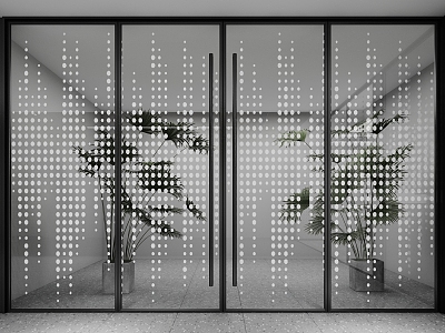 Modern Art Glass Door 3d model