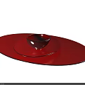 Elegant Red Tableware Set with Stacked Bowl and Plates for Modern Dining 3d model