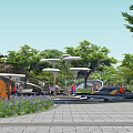 Beautiful Park Landscape Design With Circular Elements Curved Paths And Green Trees