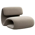 Modern Single Sofa With Curved Design Soft Upholstery In Gray And Orange For Living Room