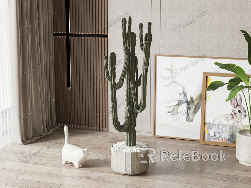 Modern Potted Cactus Indoor Potted Plant model