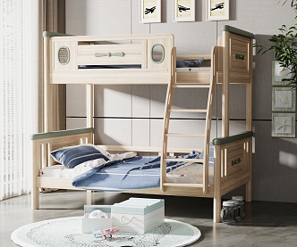 Modern Bed-Up Bunk Bed for Children 3d model