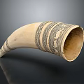 Handcrafted Musical Instrument And Art Supplies Featuring Carved Horn Intricate Patterns