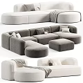Modern Modular Sectional Sofa With Ottoman Soft Pillows And Plush Fabric 3d model
