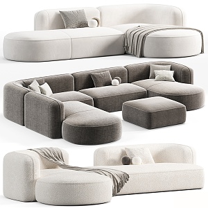 Light Luxury Multi-person Corner Sofa Set 3d model